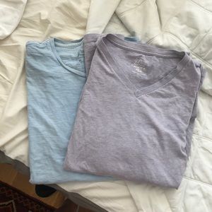 Light blue and light purple jcrew tees